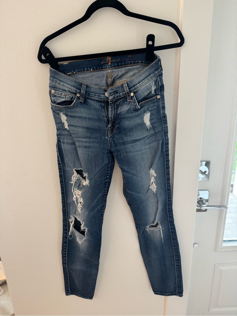 7 For All Mankind Distressed Women's Blue Jeans